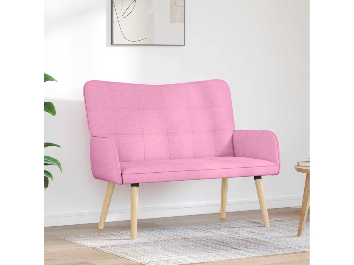 Vidaxl Sofá Para 2 Pessoas Rosa 115 X 61 X 87 Cm Tecido