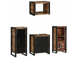 Vidaxl Conjunto De Móveis Para Banheiro 4 Pcs Madeira Reforçada Sólida