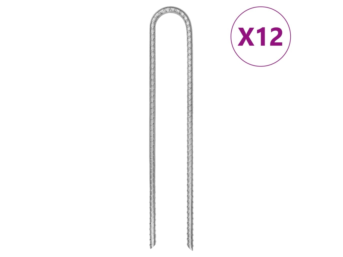 Vidaxl Estacas P/ Tenda 12 Pcs Forma De U 30 Cm Ø7 Mm Aço Galvanizado