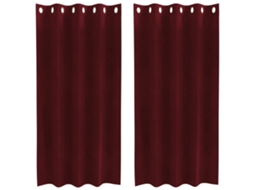 Conjunto 2 Cortinas Opacas Vidaxl Vermelho Veludo (140 X 175 Cm)