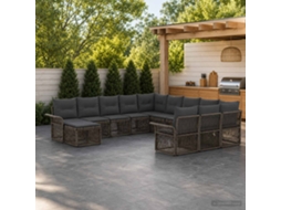 Vidaxl Conjunto De Sofá De Jardim 12 Unid. Cinza E Cinza Escuro