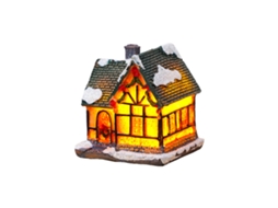 Decoração de Natal em Resina Pequena Casa com Luz e Enfeite LAXISCREED