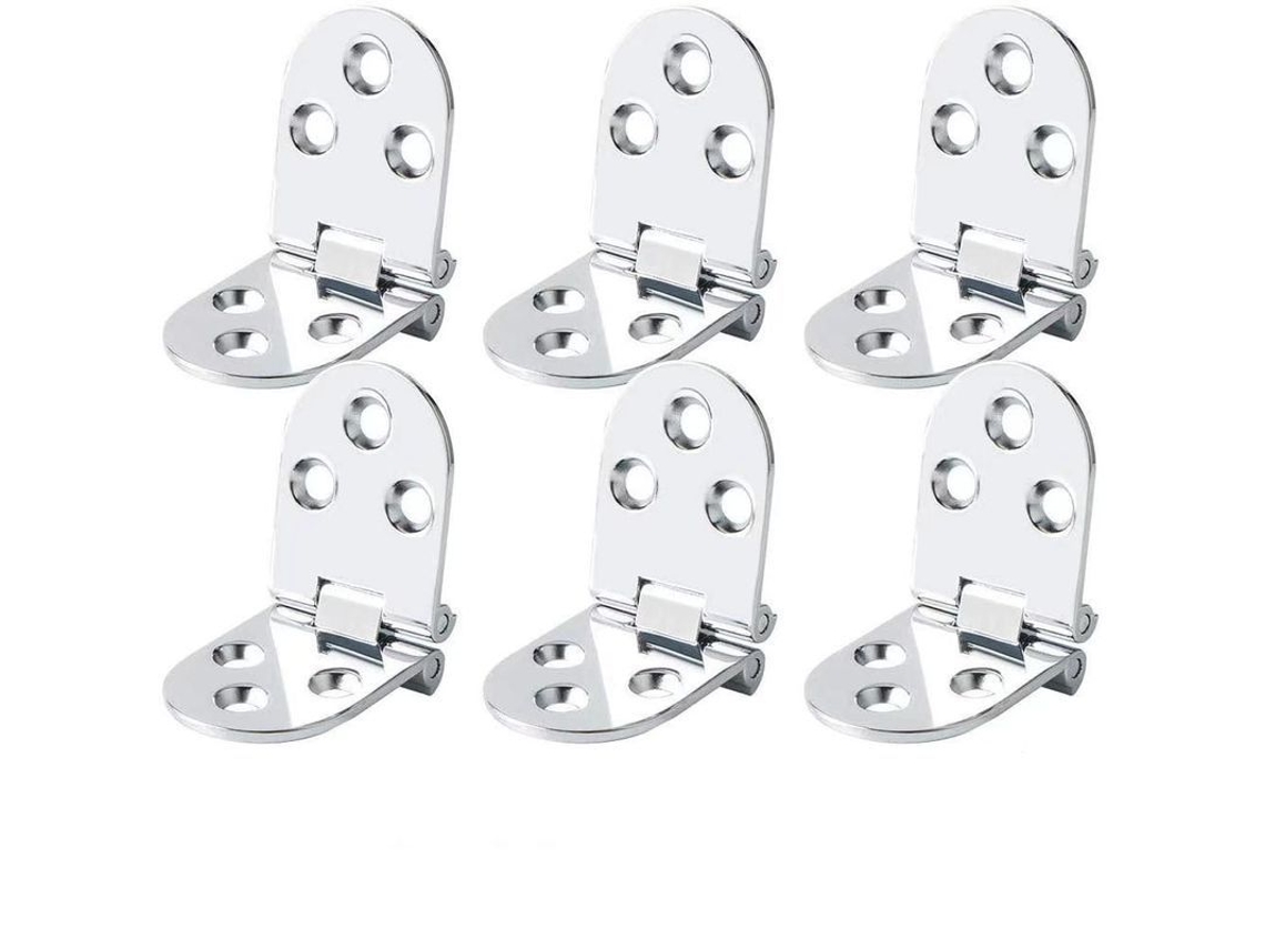 6 dobradiças planas, dobráveis, para porta, armário e mesa, liga de zinco, 80x30mm, com parafusos, prateado | S/MARCA