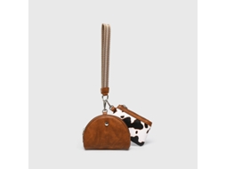 Portátil Mini Impermeável Multifuncional Organizador De Moedas Chaveiro Porta Cartões Com Estampa De Vaca Em Tom Marrom