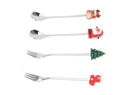 Talheres Natal 4 Peças Prata Estilo Elegante Worten