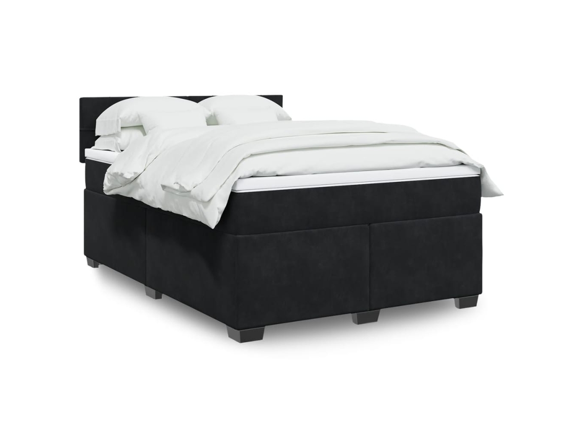 Vidaxl Cama Com Molas/colchão 160x200 Cm Veludo Preto