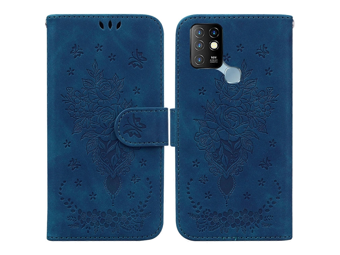 Capa De Celular Em Couro Com Estampa De Borboleta E Rosa Para Infinix Hot 10 X682