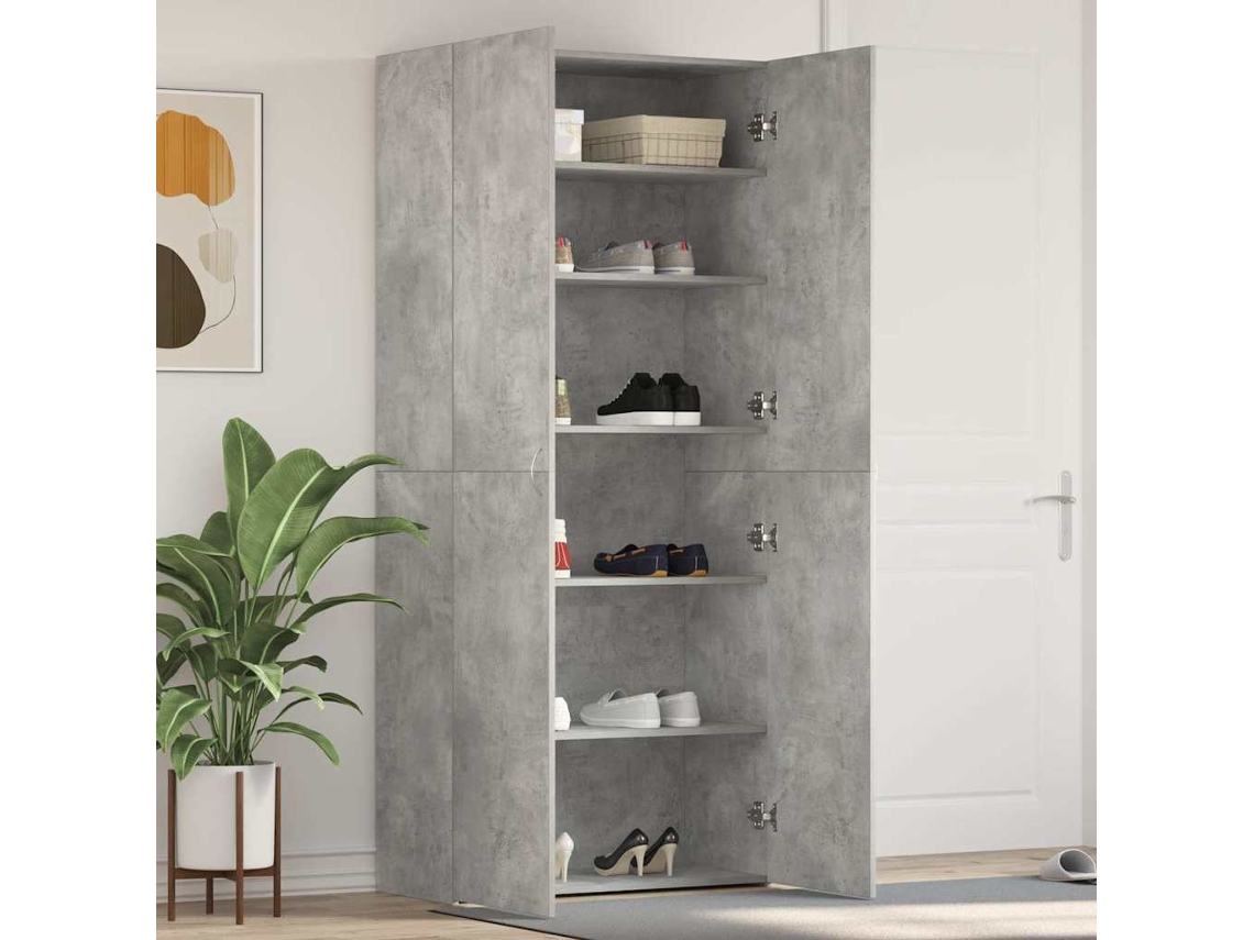 Vidaxl Armário De Sapatos Com Prateleira Cinzeto 80 X 35.5 X 180 Cm