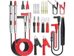 Kit de Cabos para Multímetro 21pcs com Pinças de Crocodilo, Sondas Smd, Pinças de Teste e Conectores Banana