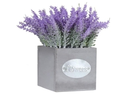 Flores Artificiais Moradas Lavanda Maceta De Madeira Decoração Balcão Sala Jardim