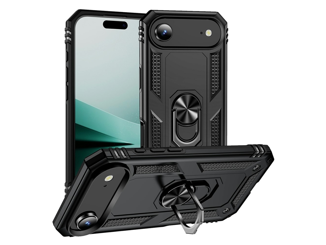 Capa Híbrida À Prova De Choque Para Iphone Air Com Anel, Preta.