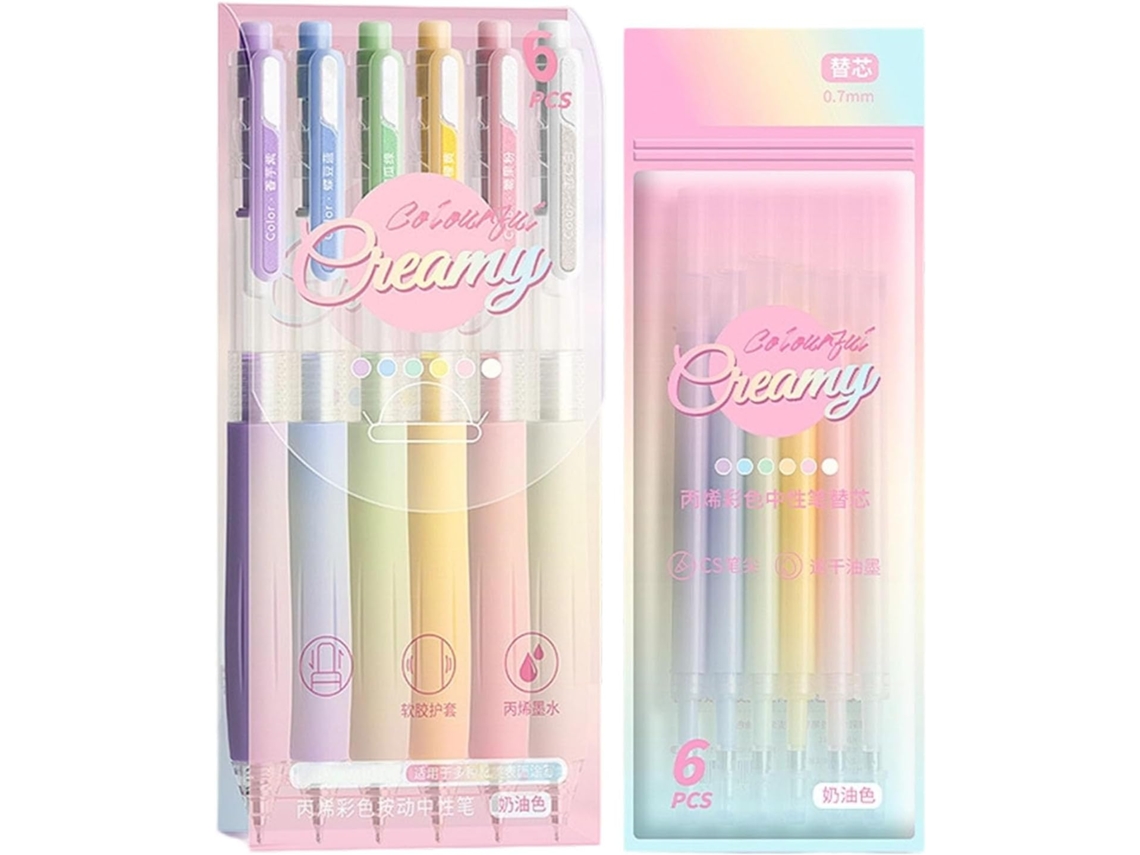 Canetas De Gel Coloridas Com Refis, 0,5 Mm, Retráteis, Ideais Para