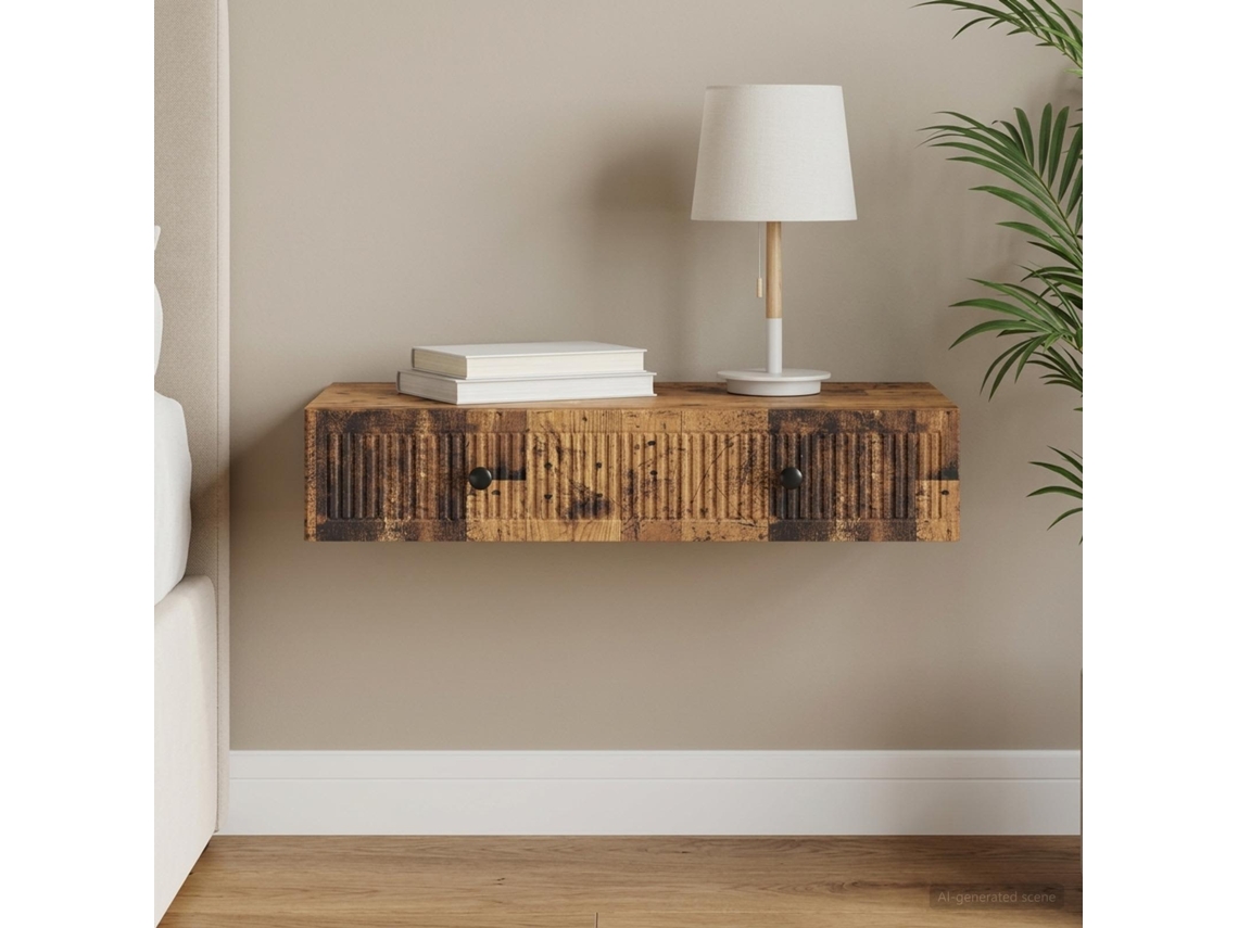 Vidaxl Mesa Lateral De Parede Madeira Antiga 87,5 X 34,5 X 17 Cm