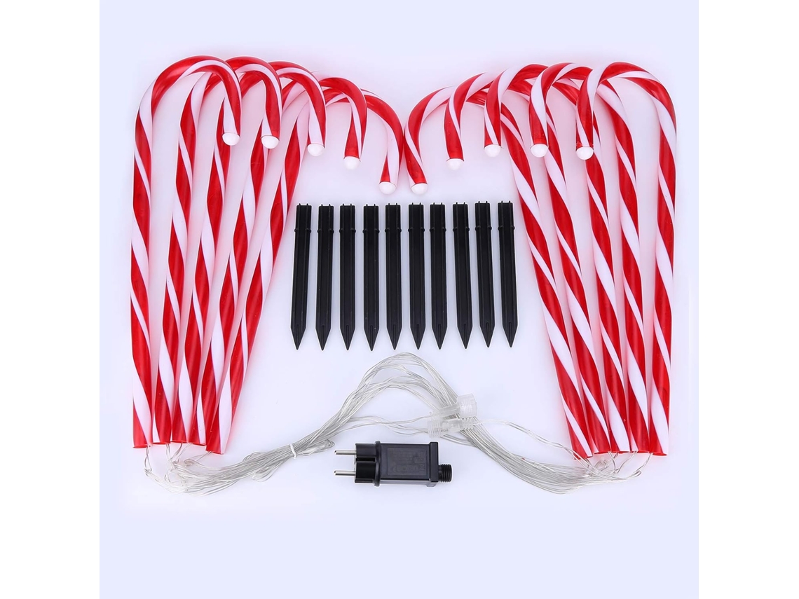 Decoração natalina luminosa para exterior, canudos de doces AQUAFORGE