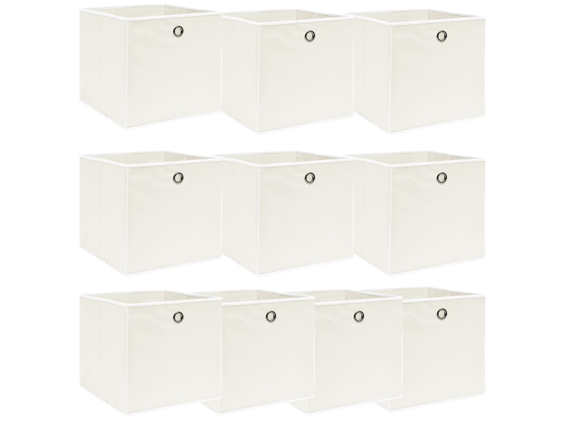 Vidaxl Caixas De Arrumação 10 Pcs 32x32x32 Cm Tecido Branco