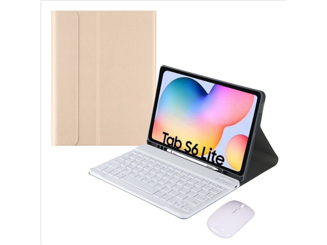 Capa Com Teclado Para Tablet Lurelia, Para Samsung Galaxy Tab S6 Lite 10.4/p610 Dourada, Teclado Bluetooth
