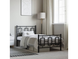 Estrutura De Cama Com Cabeceira E Pés 90x200 Cm Metal Preto