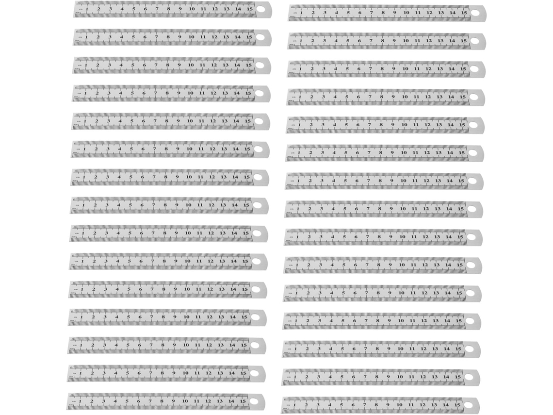 Conjunto De 30 Réguas De Bolso Em Aço Inoxidável Com Escala Dupla