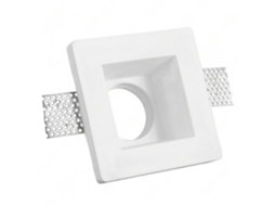 Porta-refletor Embutido Quadrado Branco De Gesso 120x120x60 Mm Para Leds Gu10 E Gu5.3