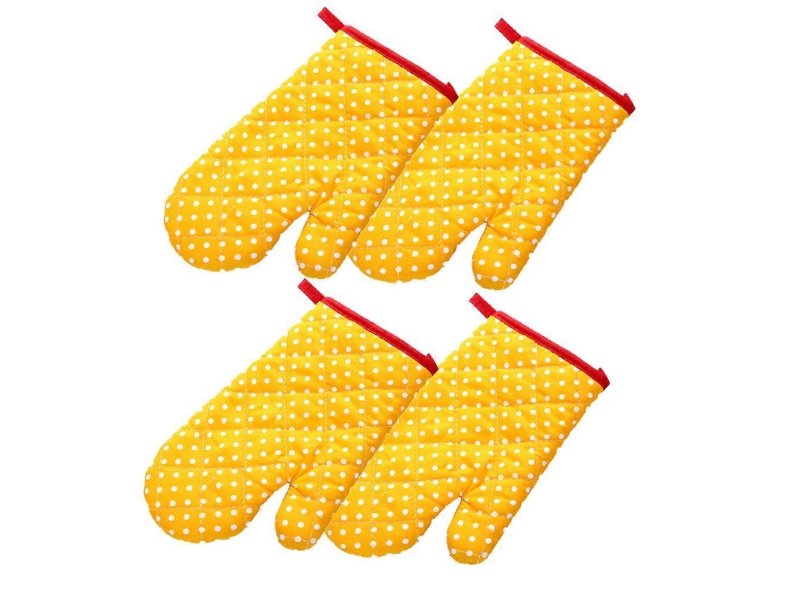 4 Luvas de Forno, Adecuadas para Cozinha, Assar e Churrasco, Material de Poliéster e Algodão, Anti deslizantes e Laváveis Amarillo