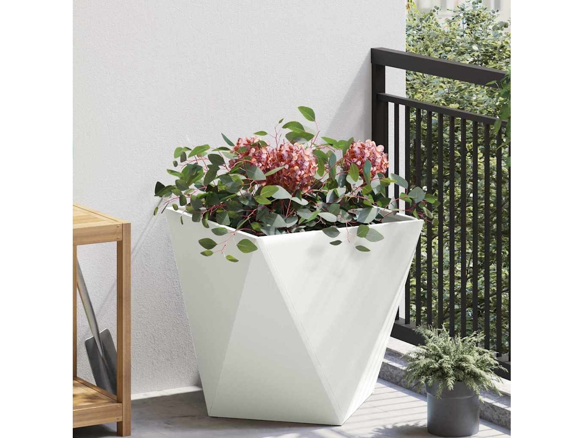 Vidaxl Floreira Branco 50 X 50 X 50 Cm Aço