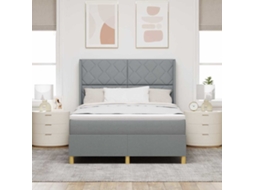Vidaxl Cama Box Com Cabeceira Cinzento-claro 140 X 190 Cm Tecido