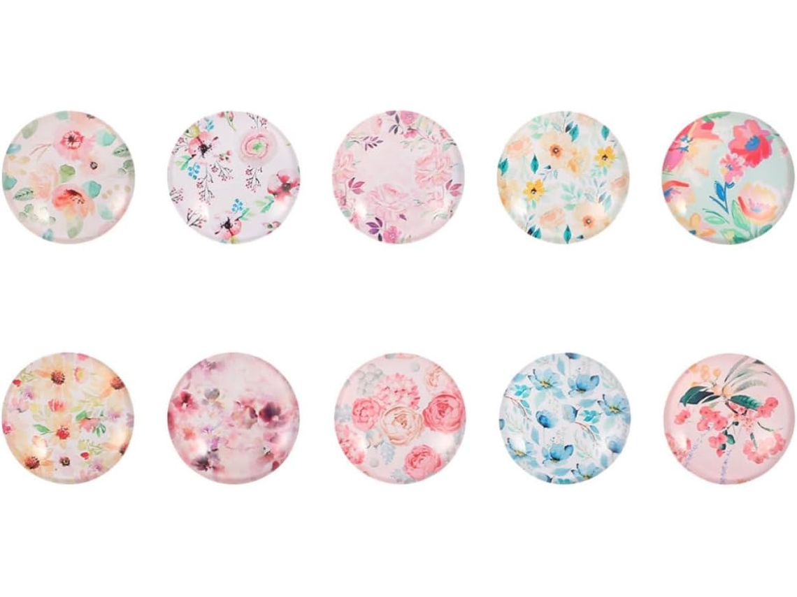 Ímãs De Geladeira Holibanna Crystal Com Flores, 10 Peças