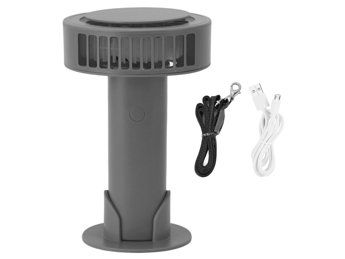 Ventilador Elétrico Portátil de Mão Mini com 3 Velocidades Usb Bateria 90° Rotação Cinza