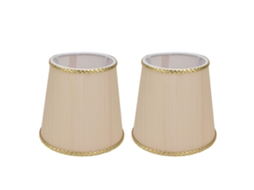 Conjunto de 2 Abajur de Tecido Bege com Borda Dourada Pequeno para Lâmpada E14 Mesa Lustre Parede S/MARCA