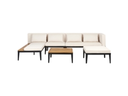 Conjunto De Sofá Y Mesa Beliani Bracciano De Madera De Acacia Certificada Beige 320x180x79