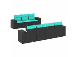 Conjunto de Sofá de Jardim, 9 Peças, Almofadas, Rattan Marrom MAISON EXCLUSIVE