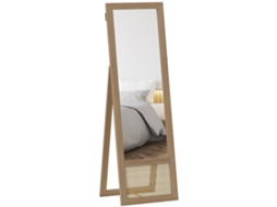 Espelho de Corpo Inteiro 160x50cm com Moldura de Madeira e Suporte para Sala Quarto Natural BTFORUS