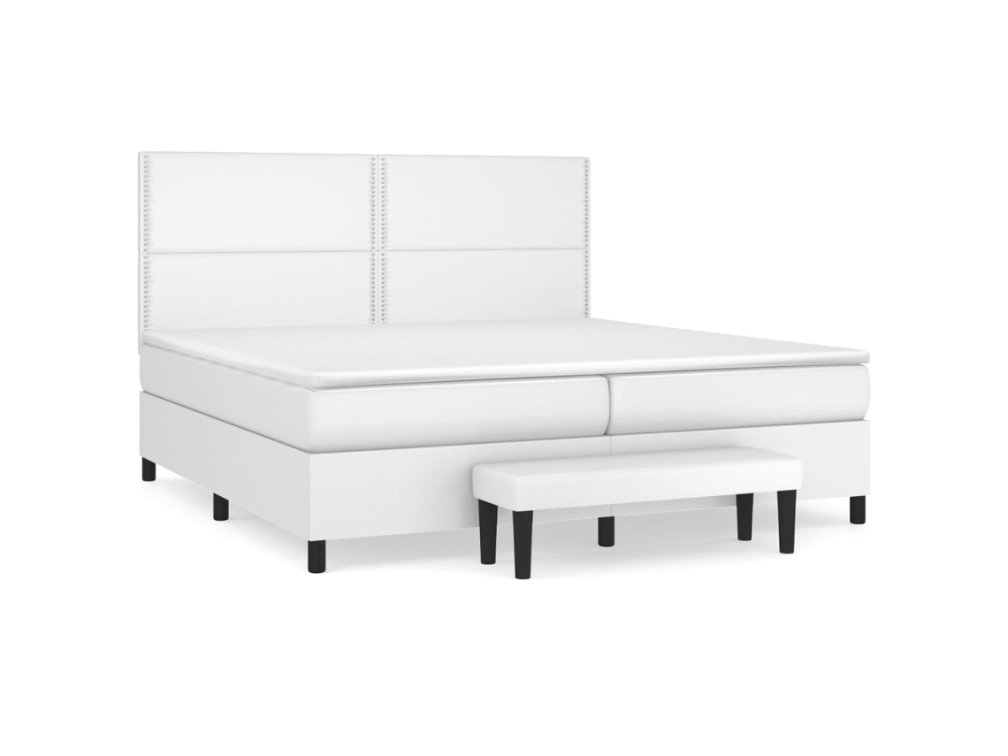 Box Spring Bed, Box Spring Beds Vidaxl Branco Couro Artificial (200 X 200 Cm)