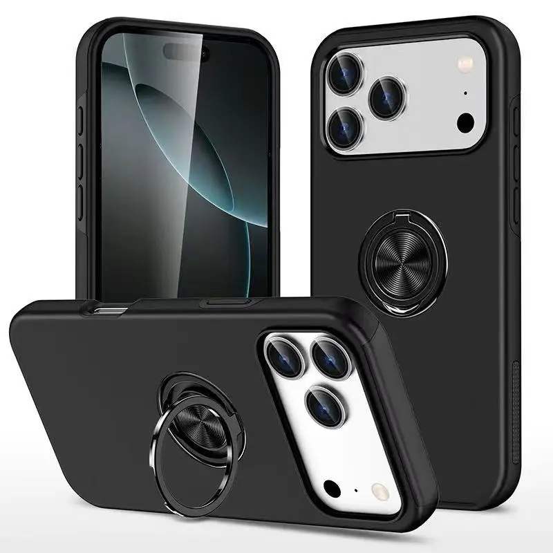 (preto, Iphone 15 Plus) Capa De Celular Com Suporte Magnético Simples Em Formato De Anel, Capa Protetora De Plástico Resistente A Impactos.