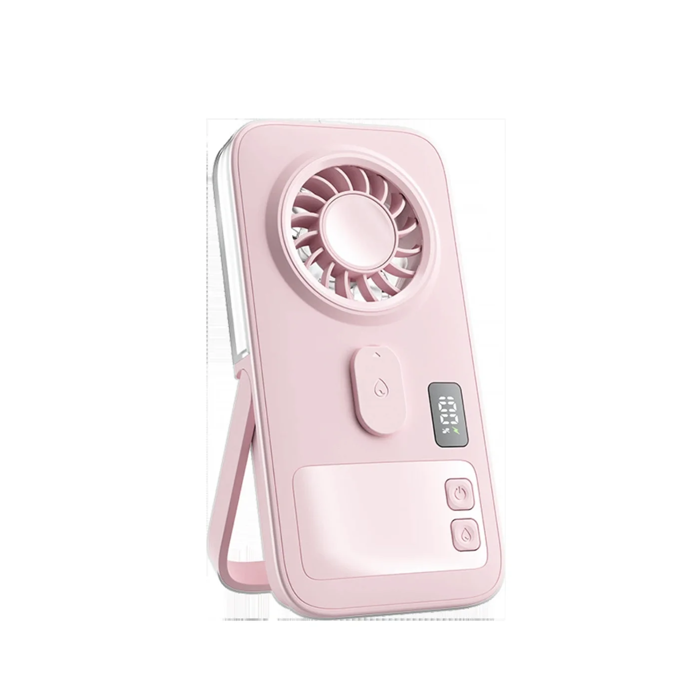 (rosa) Mini Ventilador Portátil Com Spray, Alimentado Por Usb, Com Função De Recarga De Água