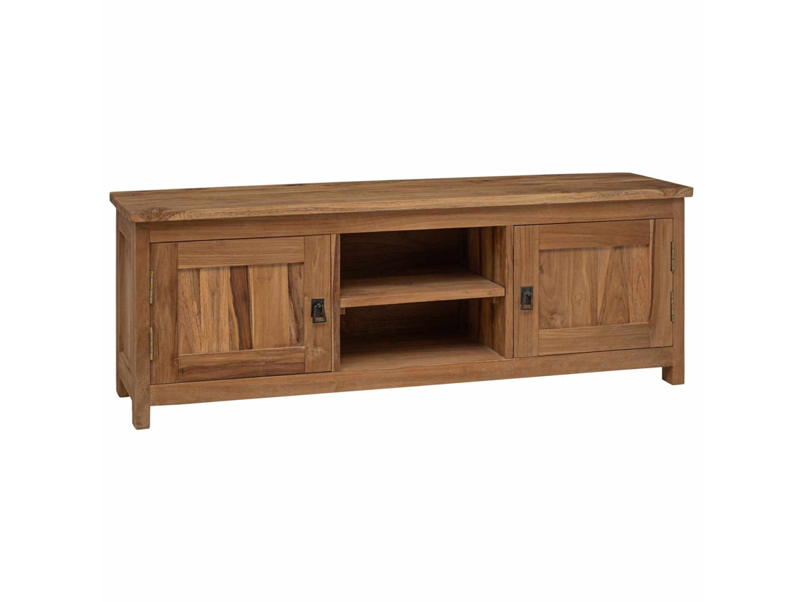Vidaxl Móvel De Tv 110 X 30 X 40 Cm Natural Madeira De Teca Sólida