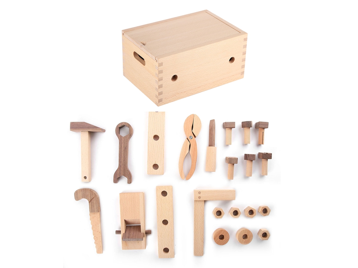 Ats kit de Ferramentas para Crianças Madeira Montessori Manutenção Multifuncional Caixa de Ferramentas Brinquedo Educatsivo Precoce