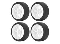 Mali 4 Pneus de Roda para Carro Rc 1/10 On Road Universal para Tamiya Tt01 Xv01 Branco de Borracha