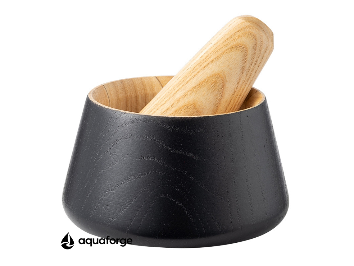 Almofariz E Pilão Aquaforge Com Madeira Para Cozinha