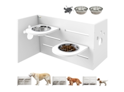 Comedouro Duplo Cães Ajustável Alimentação Lenta 63x58,5x40 Branco