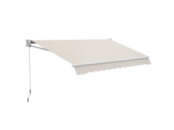 Toldo de Parede com Abertura Manual, Alumínio e Poliéster, Proteção Uv50+, para Uso Externo com Manivela, 200x295 Cm, Branco Creme