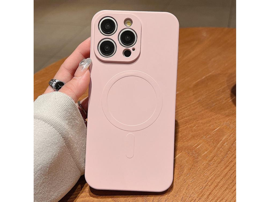 Capa Magsafe Para Iphone 16 Pro Max - Silicone Líquido Com Cor Sólida | Magnética - Rosa