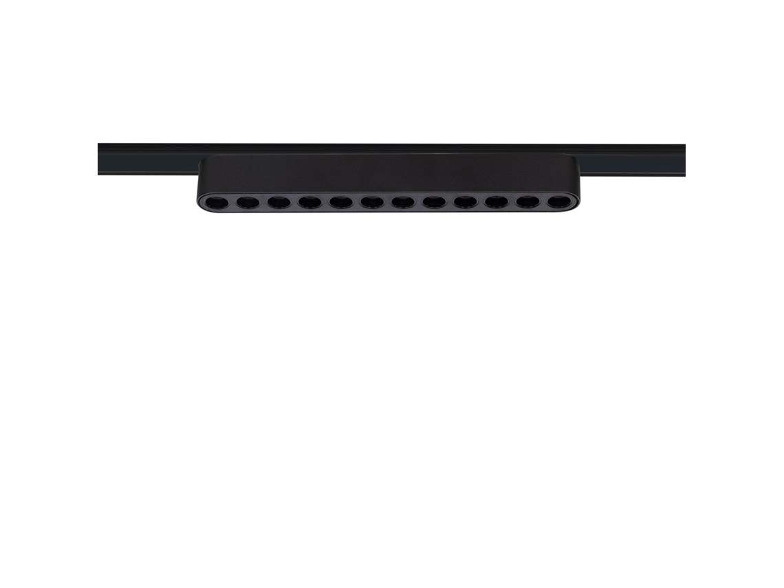 Foco Carril Lineal Led Magnético Monofásico 25Mm Super Slim 12W 48V Cri90 Preto Ugr16 222Mm LEDKIA