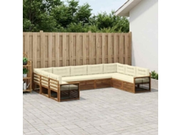 Vidaxl Conjunto De Sofás Para Exterior 9 Pcs Natural E Creme