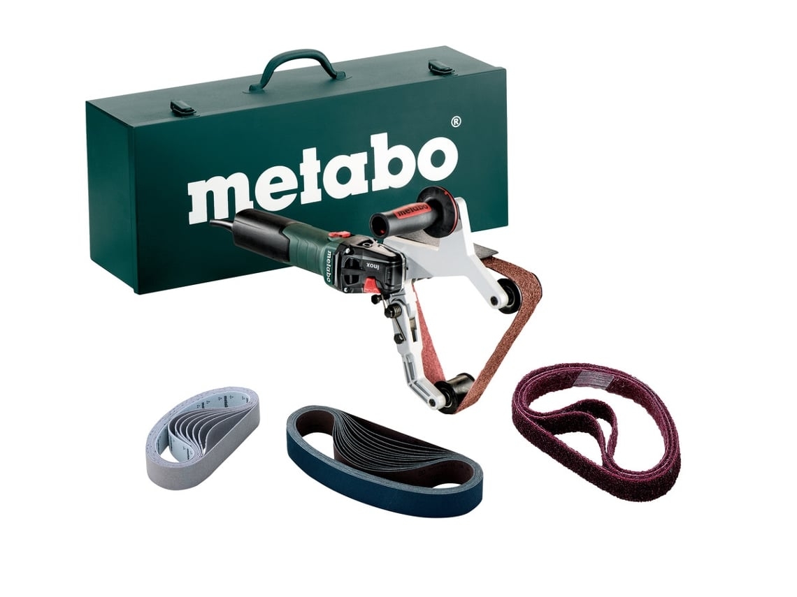 Conjunto De Lixadeiras De Cinta Para Tubos METABO Rbe 15-180/Caixa De Transporte De Chapa De Aço
