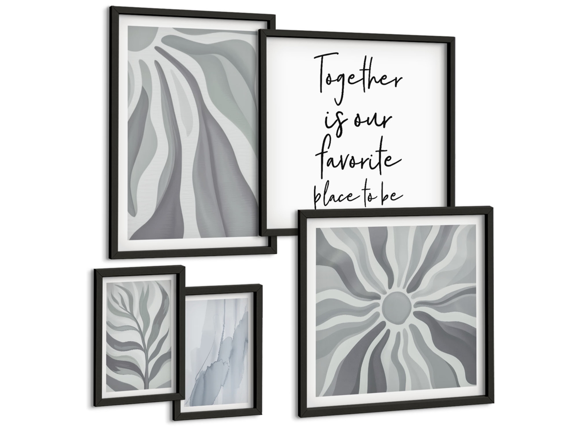 Pinturas Murais Modernas Cachoeiras Estações Do Ano Moldura Preta Quadros Para A Sala De Estar Espelharte (conjunto De 5 Imagens)