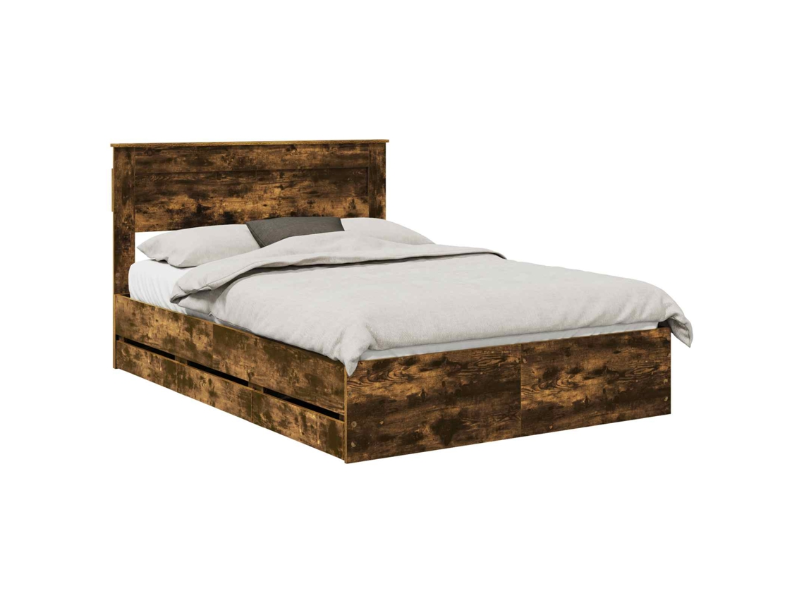 Estrutura de Cama com Gaveta Carvalho Defumado 150x200cm MAISON EXCLUSIVE