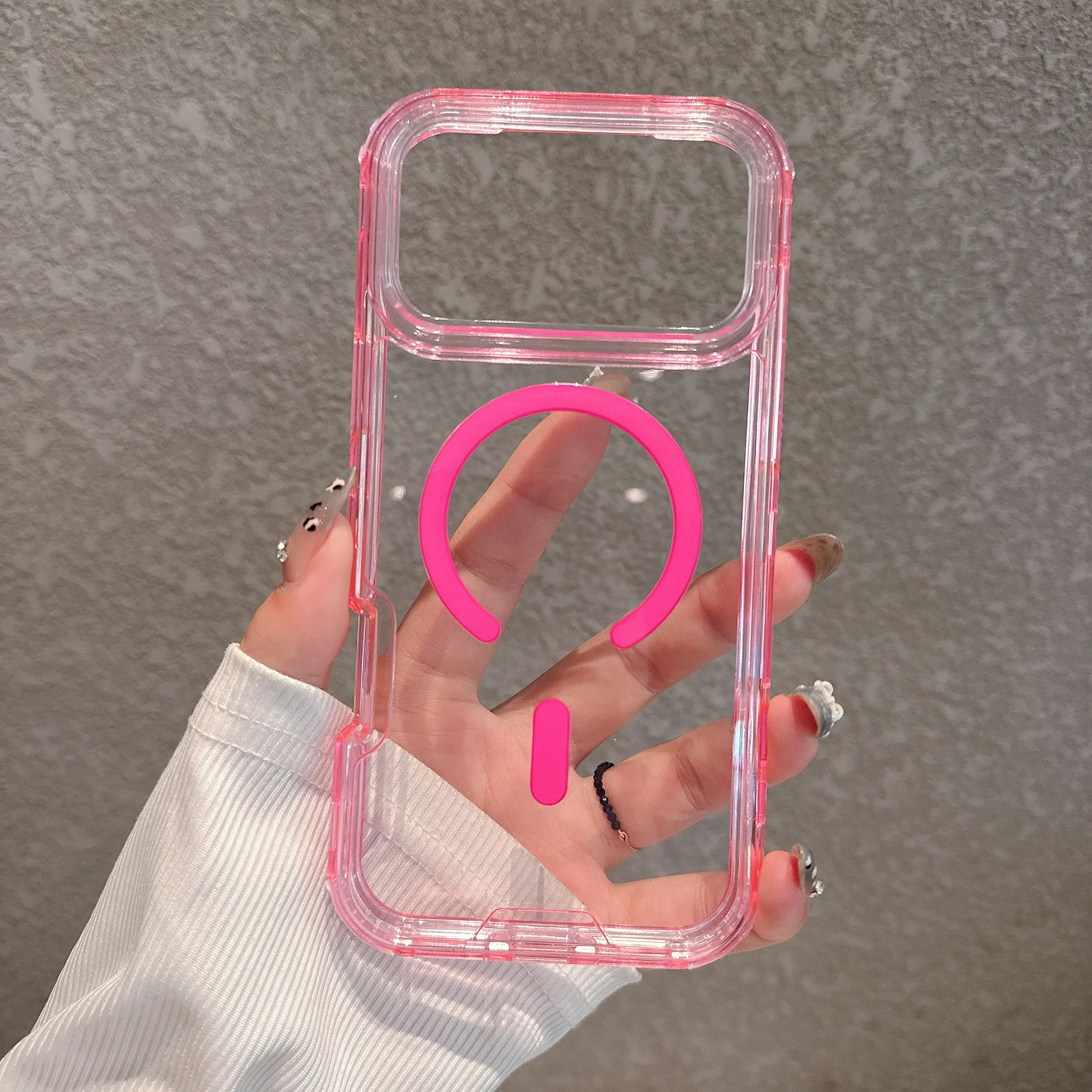 Capa Para Celular (rosa, Iphone 12 Pro), Compatível Com Encaixe Magnético Magsafe, Proteção Contra Impactos.