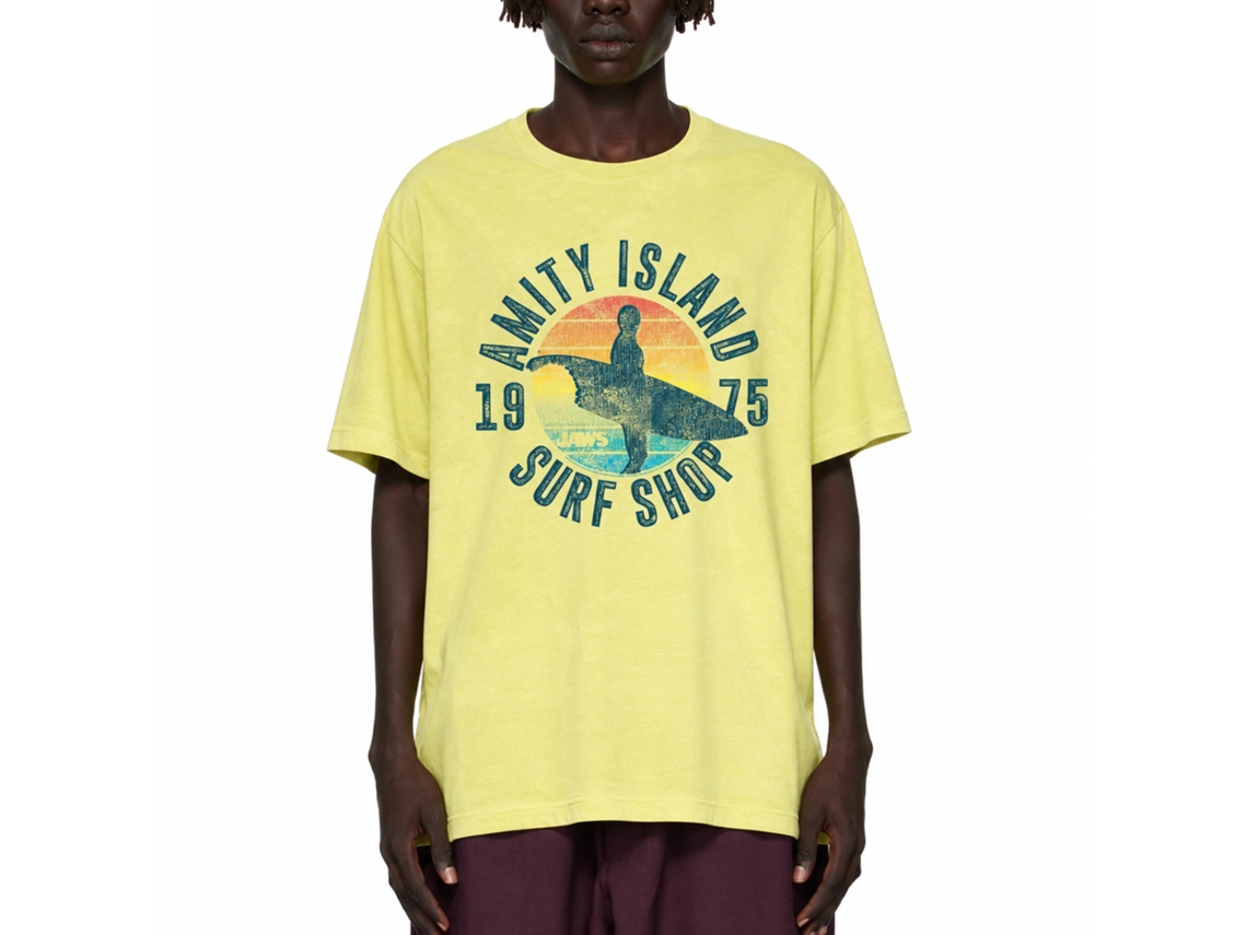 Rockinstone Jaws Movie Surfshop Heather Yellow Adult T-shirt Size:xxxl