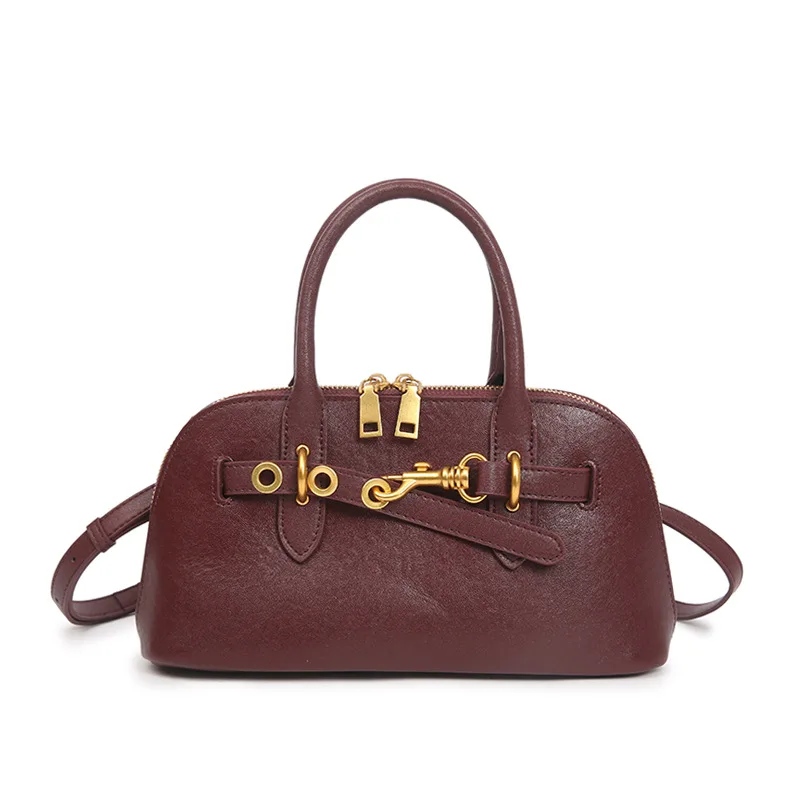 (5010-borgonha) Bolsa Feminina De Luxo De Grife, Em Couro Legítimo, Estilo Vintage.